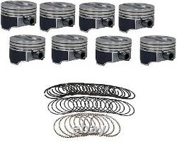 Coated Skirt Hypereutectic Flat Top Pistons with Rings for Chevrolet SBC 350 5.7L