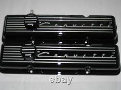 Complete Corvette Script Chevy SB SH valve cover set Aluminum Vintage Rat Rod SB