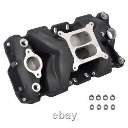 Dual Plane Intake Manifold Black for Small Block Chevy SBC 283 305 327 350 400