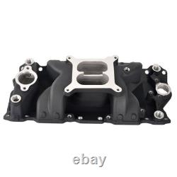 Dual Plane Intake Manifold Black for Small Block Chevy SBC 283 305 327 350 400
