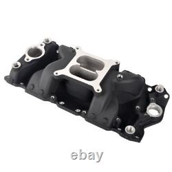 Dual Plane Intake Manifold Black for Small Block Chevy SBC 283 305 327 350 400