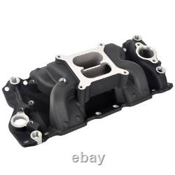 Dual Plane Intake Manifold Black for Small Block Chevy SBC 283 305 327 350 400