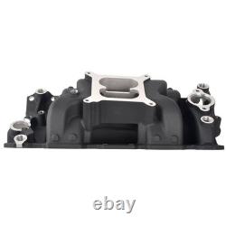 Dual Plane Intake Manifold Black for Small Block Chevy SBC 283 305 327 350 400