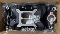 Dual Plane Intake Manifold Black for Small Block Chevy SBC 283 305 327 350 400