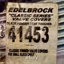 Edelbrock 41453 Classic Series Valve Cover Set, For Small Block Chevy-Brand New