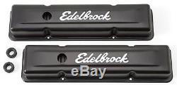 Edelbrock 4443 Signature Series Black Valve Covers SB Chevy