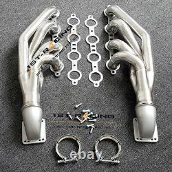 Exhaust Manifold +Pair Cast Elbow Adapters For LS1 LS2 LS6 LSX GM 4.8L 5.3L 6.0L