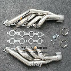 Exhaust Manifold +Pair Cast Elbow Adapters For LS1 LS2 LS6 LSX GM 4.8L 5.3L 6.0L