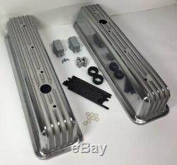 Finned Aluminum Valve Covers for Small Block Chevy 350 Vortec TBI (Tall)
