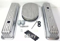 Finned Aluminum Valve Covers for Small Block Chevy with 12'' Air Cleaner