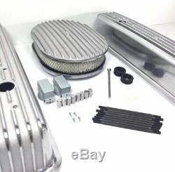 Finned Aluminum Valve Covers for Small Block Chevy with 12'' Air Cleaner