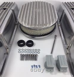 Finned Tall Valve Covers With 12'' Oval Finned Air Cleaner For Small Block Chevy
