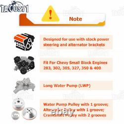 Fit Small Block Chevy Water Pump/Crank/Alternator Pulley Kit+Alternator Bracket