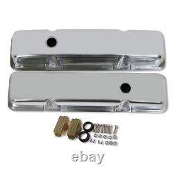 For 1958-86 SBC Small Block Chevy Tall Smooth Valve Covers with holes Polished