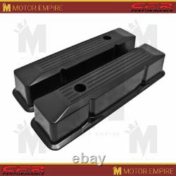 For 58-86 Chevy Small Block Tall Black Al. Recessed Valve Covers Ball Milled