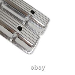 For 58-86 SBC Chevy Finned Tall Valve Covers & 15 Air Cleaner & Breather Kit
