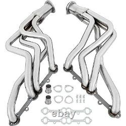 For Chevy GMC Truck Silver Small Block Long Tube Header Set Coated Steel