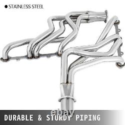 For Chevy GMC Truck Silver Small Block Long Tube Header Set Coated Steel