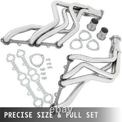 For Chevy GMC Truck Silver Small Block Long Tube Header Set Coated Steel