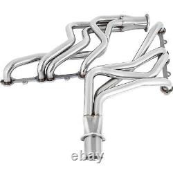 For Chevy GMC Truck Silver Small Block Long Tube Header Set Coated Steel