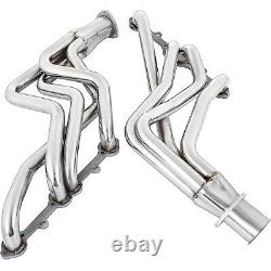 For Chevy GMC Truck Silver Small Block Long Tube Header Set Coated Steel