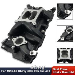 For Chevy Small Block SBC 265 350 400 V8 56-86 Black Dual Plane Intake Manifold