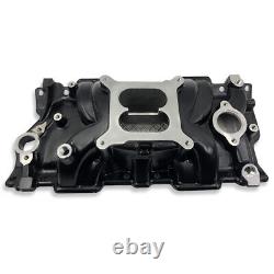 For Chevy Small Block SBC 265 350 400 V8 56-86 Black Dual Plane Intake Manifold
