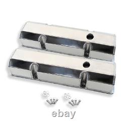 For Chevy Small Block SBC 350 Fabricated Tall Valve Covers with Hole Polished