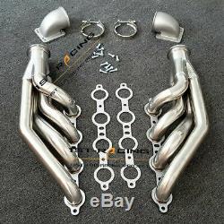 For GM LS1 LS6 LSX V8 Exhaust Header Manifold+Elbow Adapter VBand 3.0 To T3T4