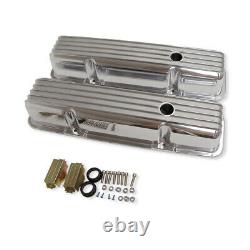 For SBC Chevy 350 400 Finned Polished Aluminum Tall Valve Covers+15 Air Cleaner