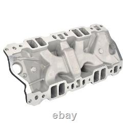 For Small Block Chevy 305 327 350 400 57-86 Satin Aluminum Intake Manifold Black