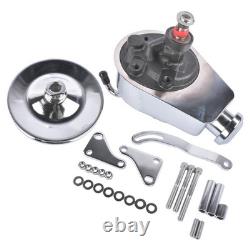 For Small Block Chevy 350 Chrome Power Steering Pump with SBC Pulley Bracket Kit