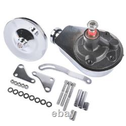 For Small Block Chevy 350 Chrome Power Steering Pump with SBC Pulley Bracket Kit
