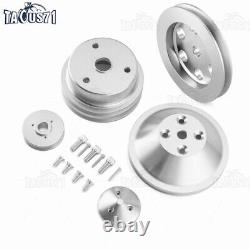 For Small Block Chevy Long Water Pump Pulley Kit with Power Steering Pump Pulley
