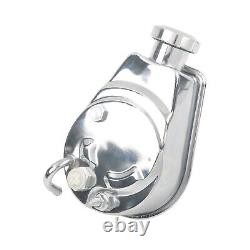 For Small Block Chevy Saginaw Polished Power Steering Pump + Mounting Bracket