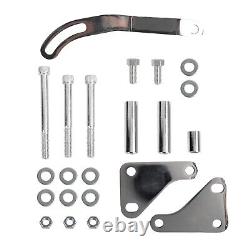 For Small Block Chevy Saginaw Polished Power Steering Pump + Mounting Bracket