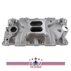 For Small block Chevy Cast Aluminum Intake Manifold Dual Plane 350 400 1955-1995