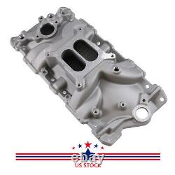 For Small block Chevy Cast Aluminum Intake Manifold Dual Plane 350 400 1955-1995
