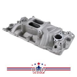 For Small block Chevy Cast Aluminum Intake Manifold Dual Plane 350 400 1955-1995