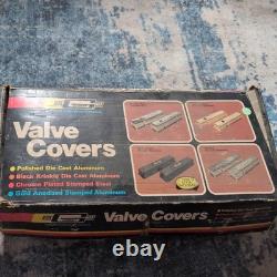 Ford Logo Small Block Chevy Aluminum Valve Covers Black Krinkle Finish