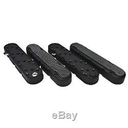 GM LS Chevy SB Finned Cast Aluminum Valve Covers with Coil Mounts & Cover Black