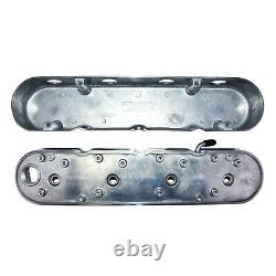 GM LS Chevy SB Finned Cast Aluminum Valve Covers with Coil Mounts & Cover Polished