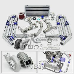 Gt45 10pc Turbo Charger Kit Manifold+oil Feed Line Chevy Small Block Sbc Camaro