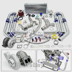 Gt45 13pc Turbo Charger Kit Manifold+oil Feed Line Chevy Small Block Sbc Camaro