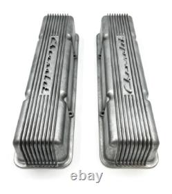 Holley Aluminum Finned Chevrolet Script Valve Covers For Small Block Chevy 350