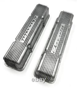 Holley Aluminum Finned Chevrolet Script Valve Covers For Small Block Chevy 350