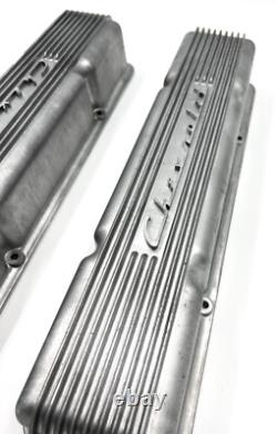 Holley Aluminum Finned Chevrolet Script Valve Covers For Small Block Chevy 350