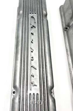 Holley Aluminum Finned Chevrolet Script Valve Covers For Small Block Chevy 350
