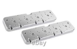 Holley Aluminum Valve Cover Adapter Plate For Small Block Chevy LS Polished Pair