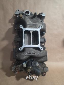 Holley Street Dominator intake Chevy small block V8 305, 327, 350, Thermostat